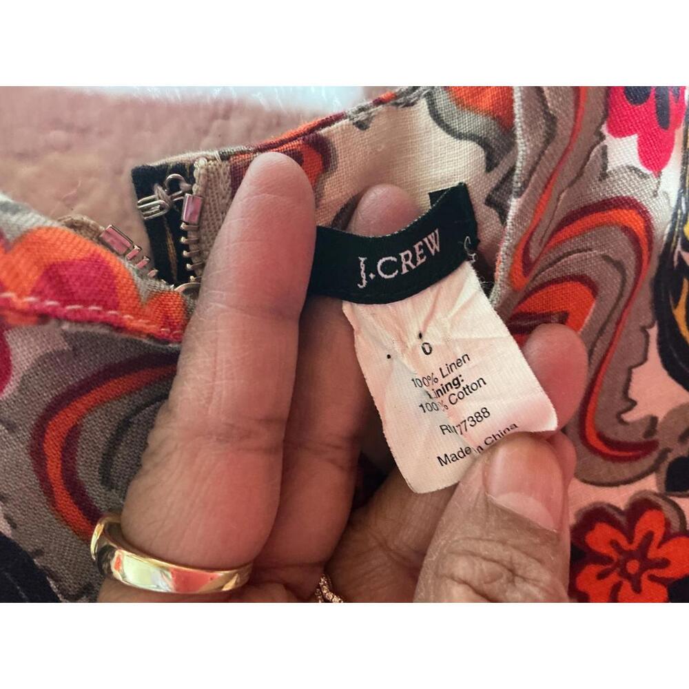 < J. Crew 100% Linen Floral Pattern Shift Dress > - Picture 2 of 3